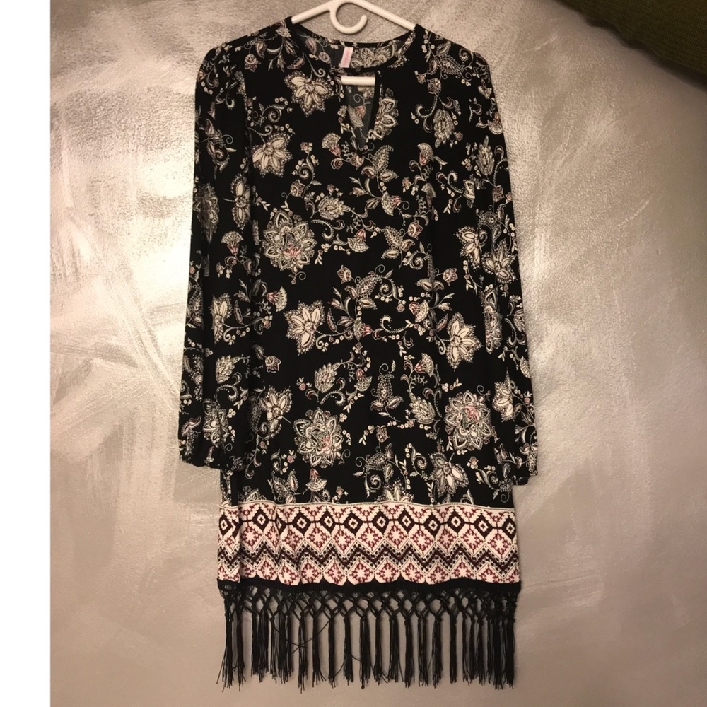 NWOT Xhilaration Patterned Fringe Dress